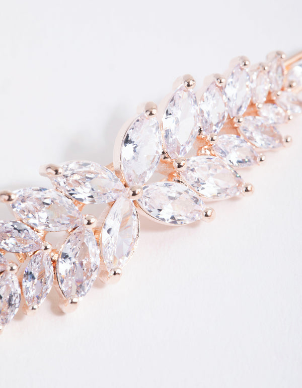 Rose Gold Cubic Zirconia Multi Laurel Clip