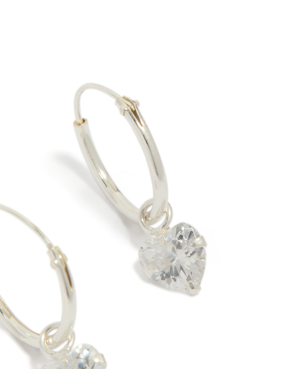 Sterling Silver Cubic Zirconia Heart Hoop Earrings