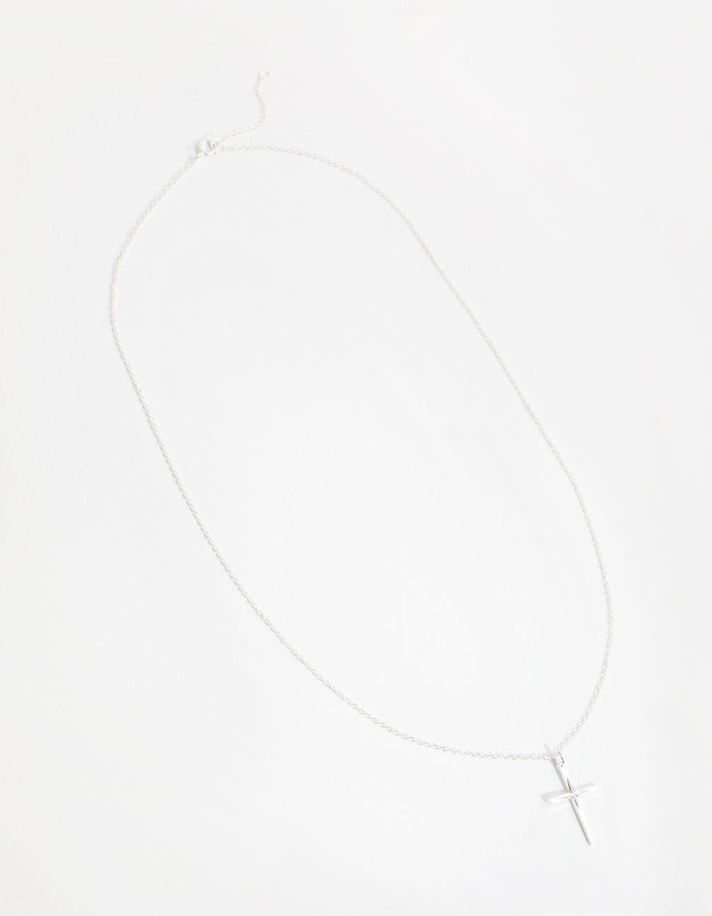 Sterling Silver Diamond Cut Cross Necklace