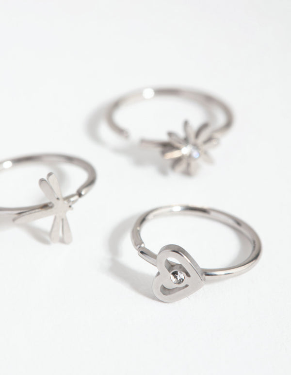 Surgical Steel Mini Motif Nose Ring Pack