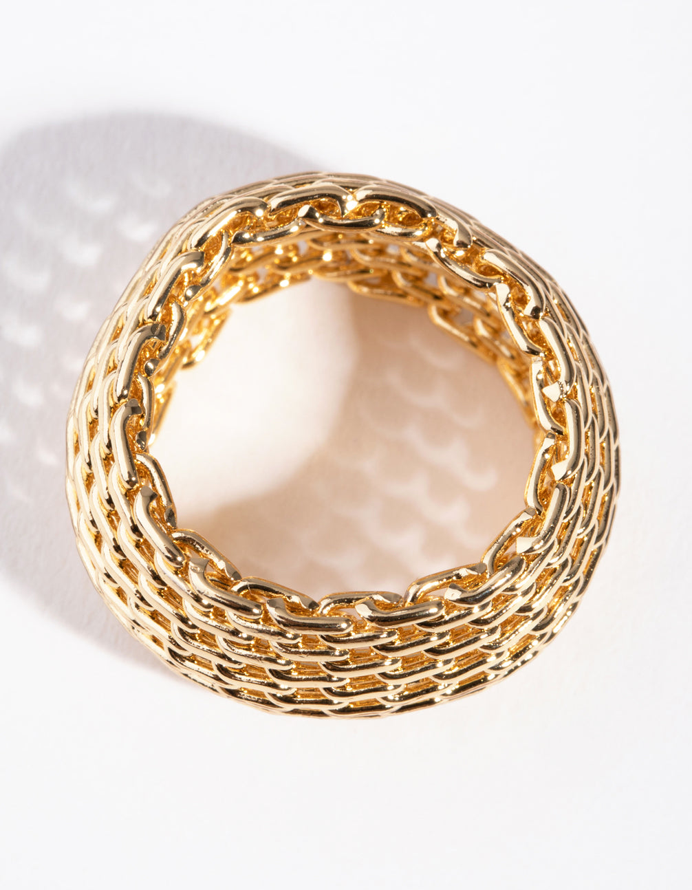 Gold Wide Mesh Ring