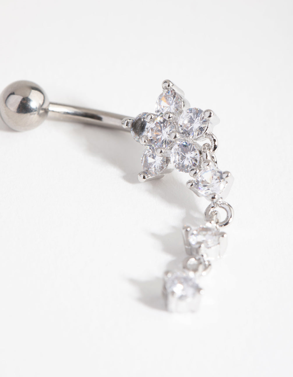 Surgical Steel Round Flower Drop Belly Ring