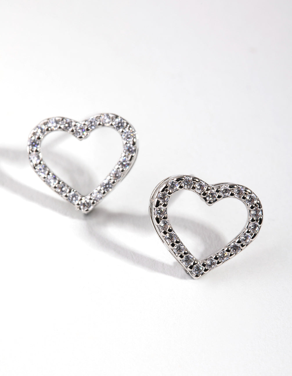 Silver Diamond Simulant Heart Necklace & Earrings Set