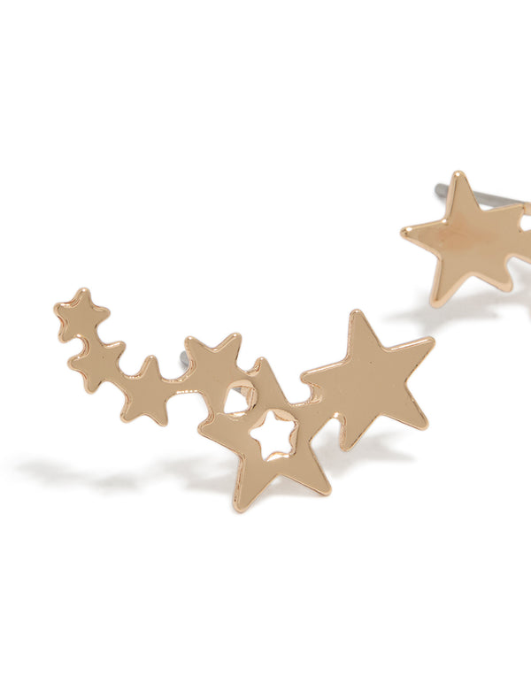 Silver Star Crawler Earrings