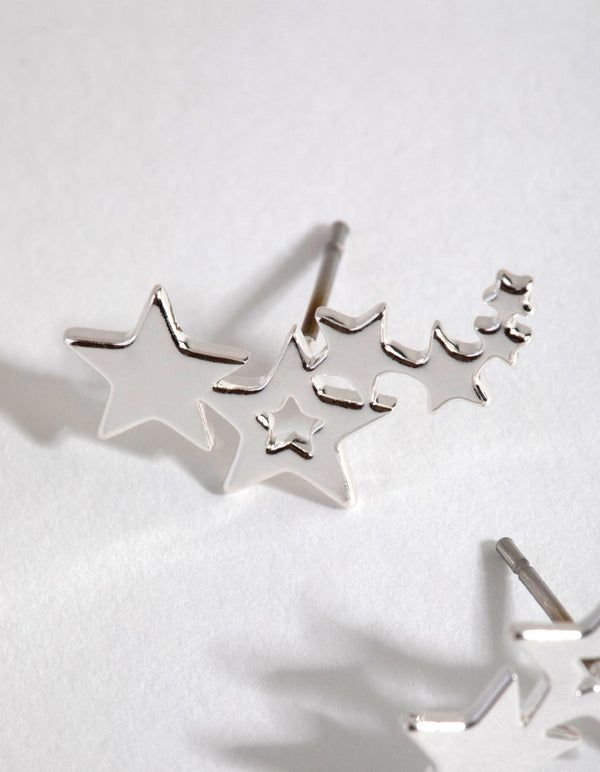 Silver Star Crawler Earrings