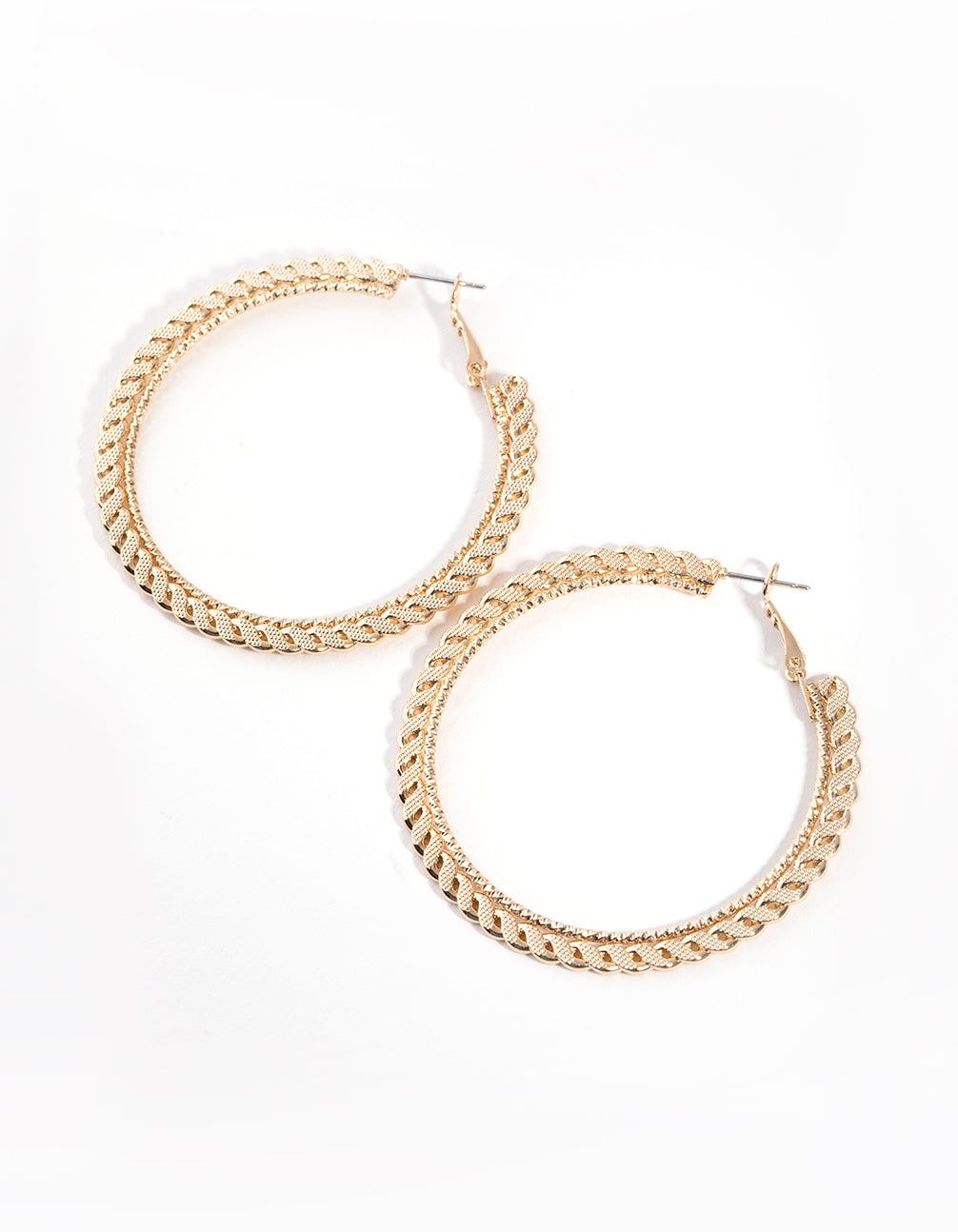 Gold Flat Rope Hoop Earrings
