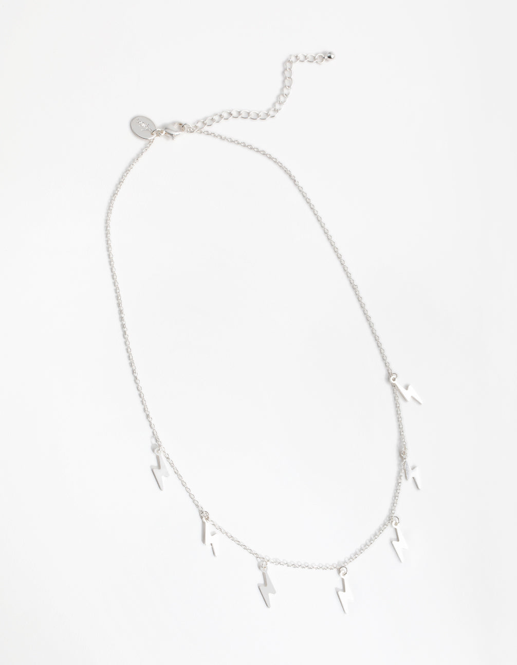Silver Multi Lightning Station Necklace
