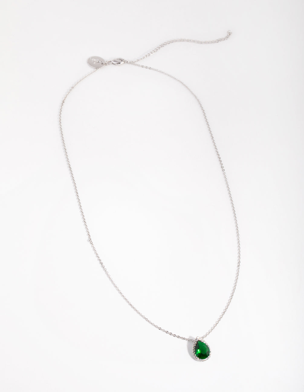 Cubic Zirconia Silver Pear Halo Necklace