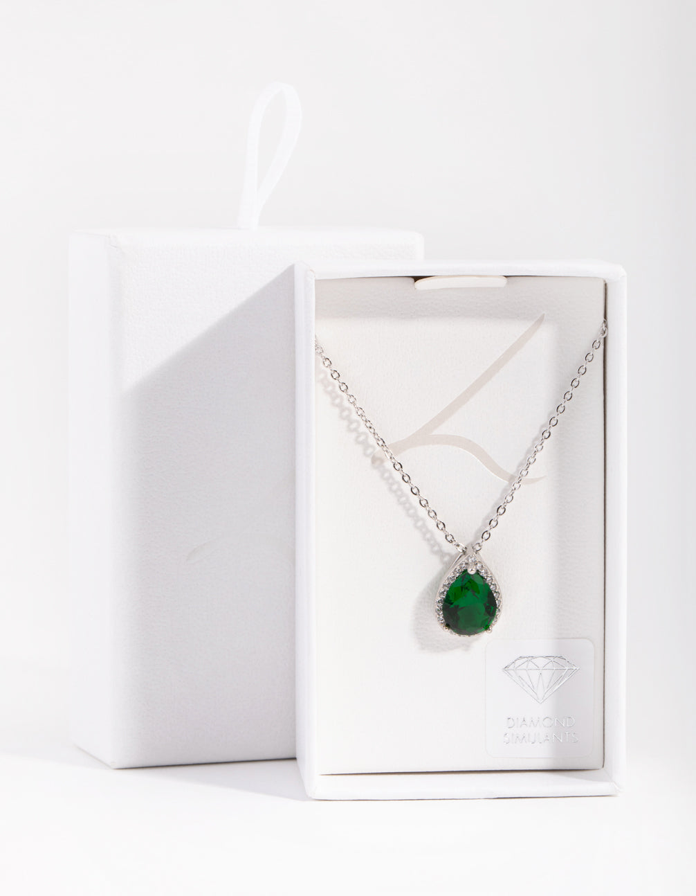 Cubic Zirconia Silver Pear Halo Necklace