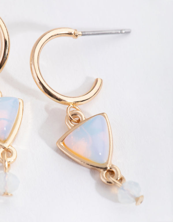 Gold Triple Drop Huggie Earrings