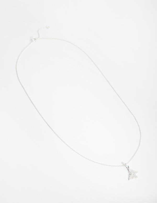 Sterling Cubic Zirconia Pave Butterfly Necklace