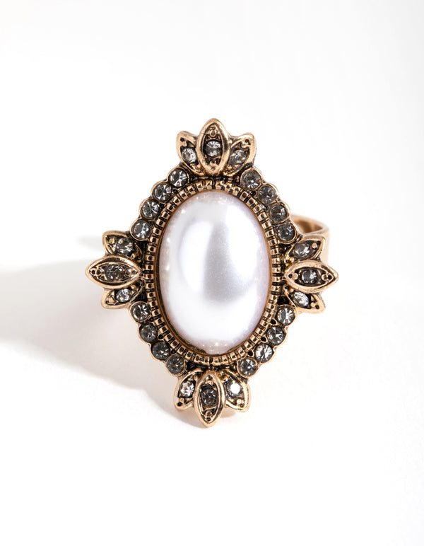 Gold Vintage Pearl Ring