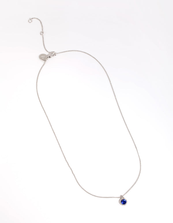 Silver Circle Diamante Pendant Necklace