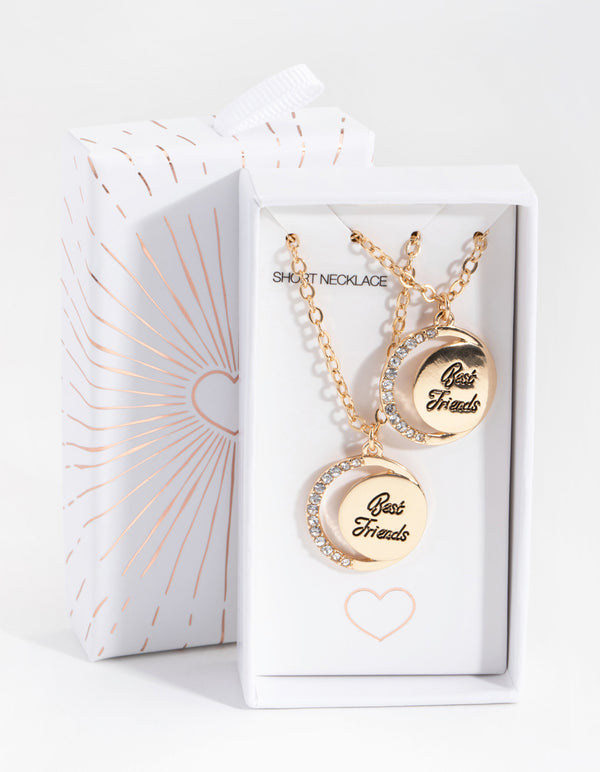 Gold Best Friend Crescent Moon Necklace Pack