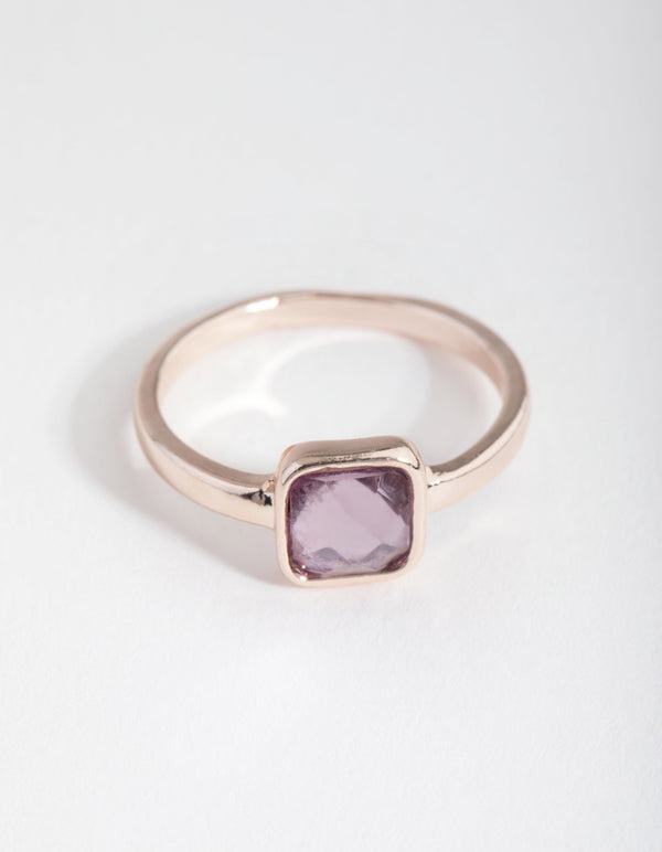 Gold Cushion Pink Stone Ring