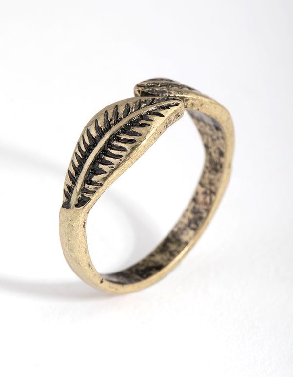 Antique Gold Two Sided Leaf Ring