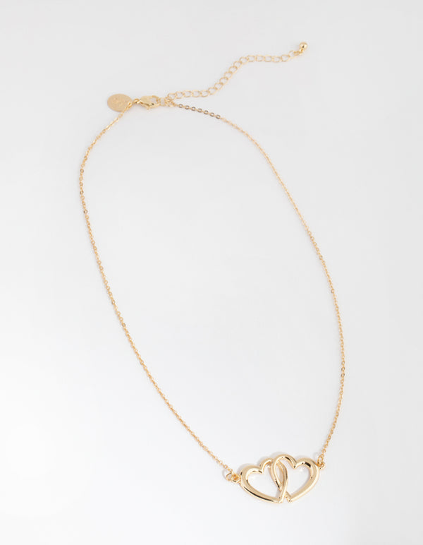 Gold Twin Hearts Necklace