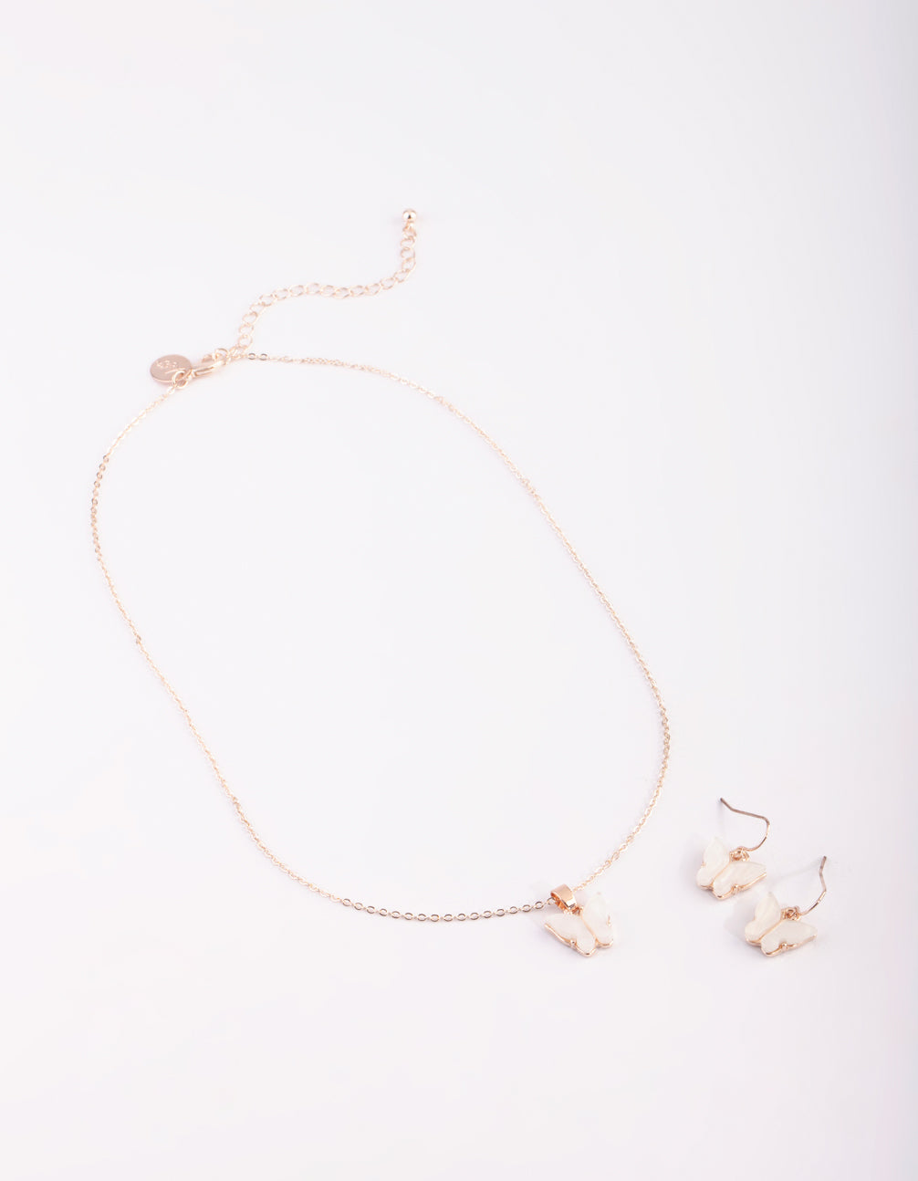 Rose Gold Butterfly Necklace & Earring Set