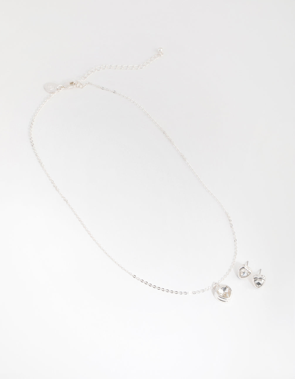 Silver Heart Necklace & Earrings Set