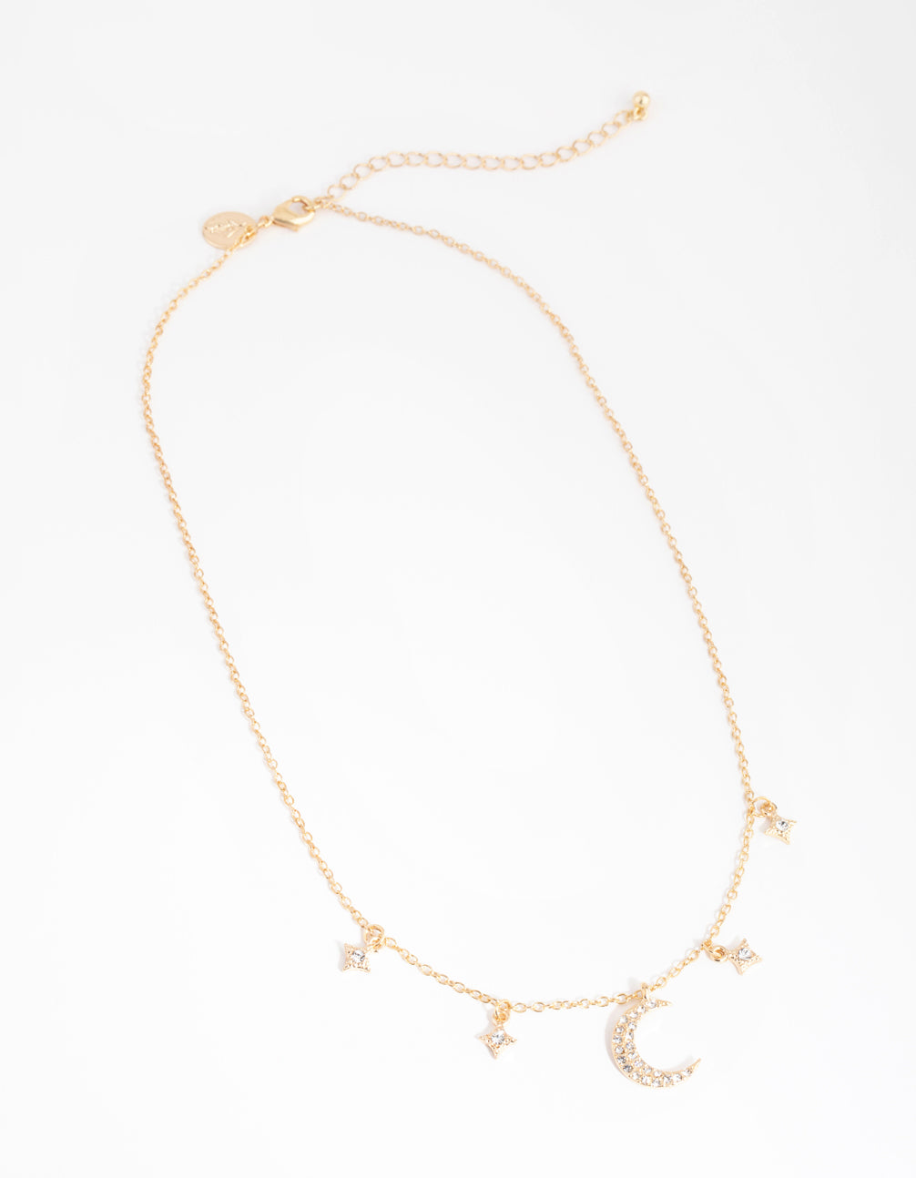 Gold Star & Moon Diamante Necklace