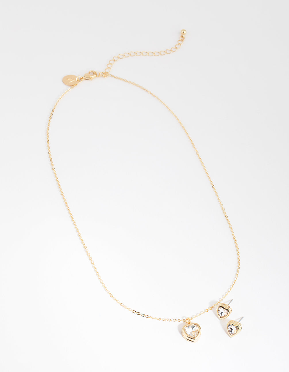 Gold Small Heart Necklace & Earrings Set