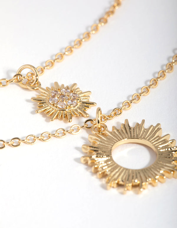 18ct Gold Plated Cubic Zirconia Starburst Necklace Set