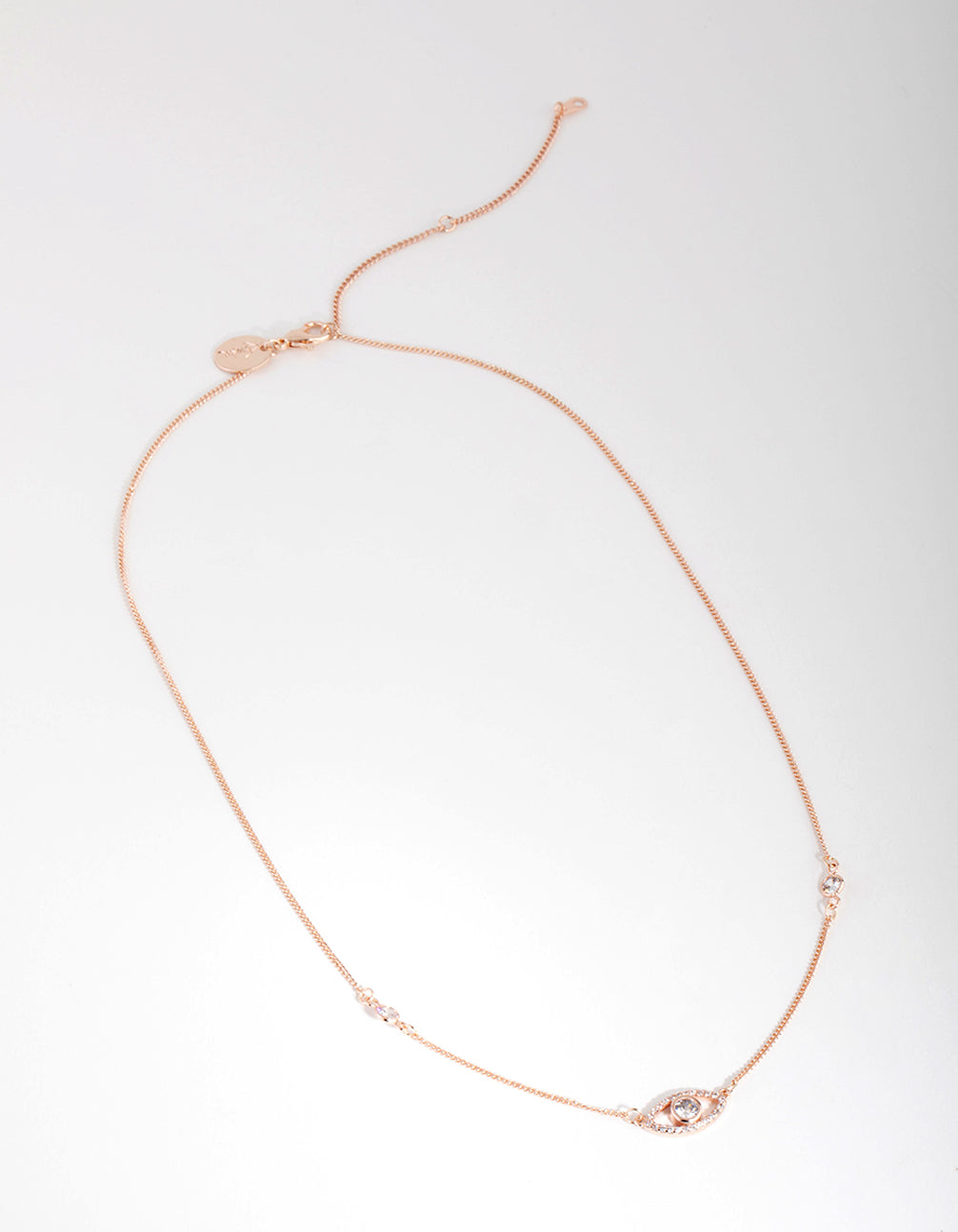 Rose Gold Plated Cubic Zirconia Evil Eye Necklace
