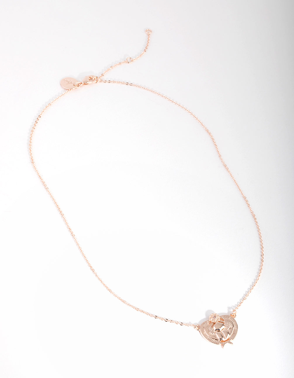 Rose Gold Plated Cubic Zirconia Scarab Beetle Necklace