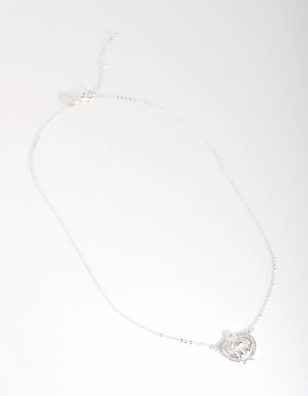 Silver Plated Cubic Zirconia Scarab Beetle Necklace