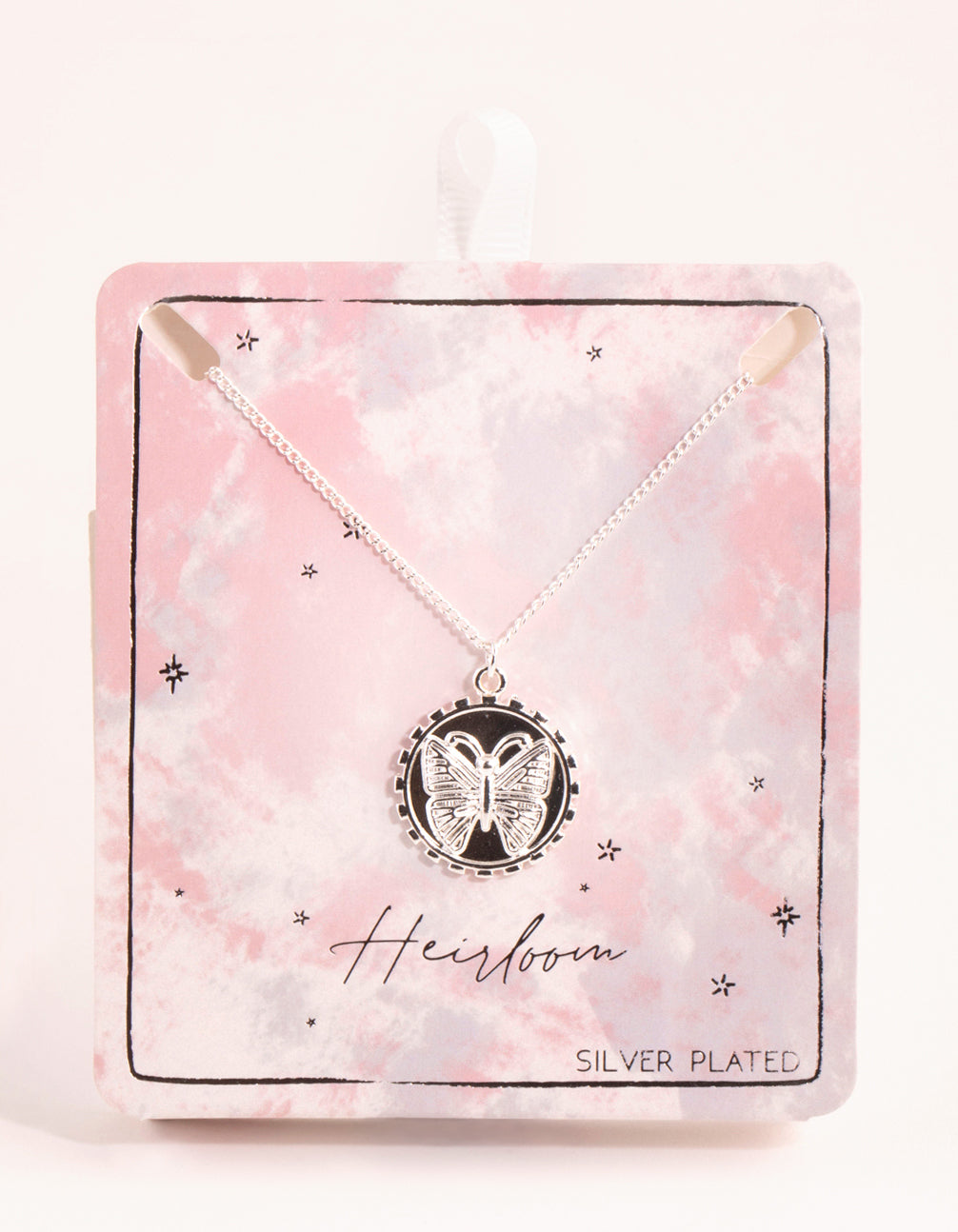 Silver Plated Butterfly Coin Necklace
