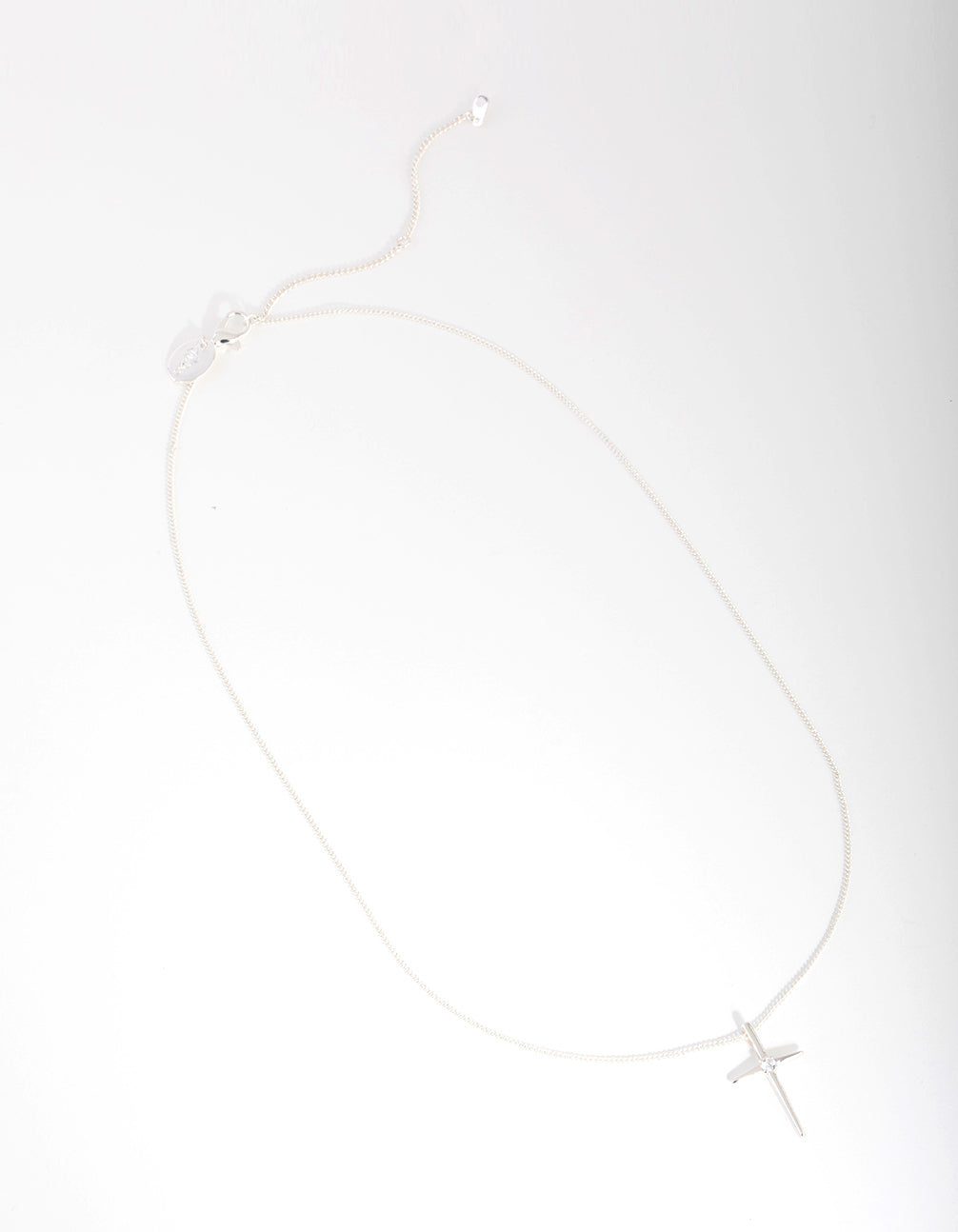 Silver Plated Cubic Zirconia Fine Cross Necklace