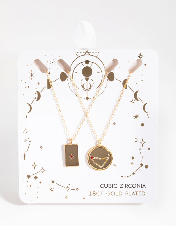 18ct Gold Plated Cubic Zirconia Capricorn Necklace Set