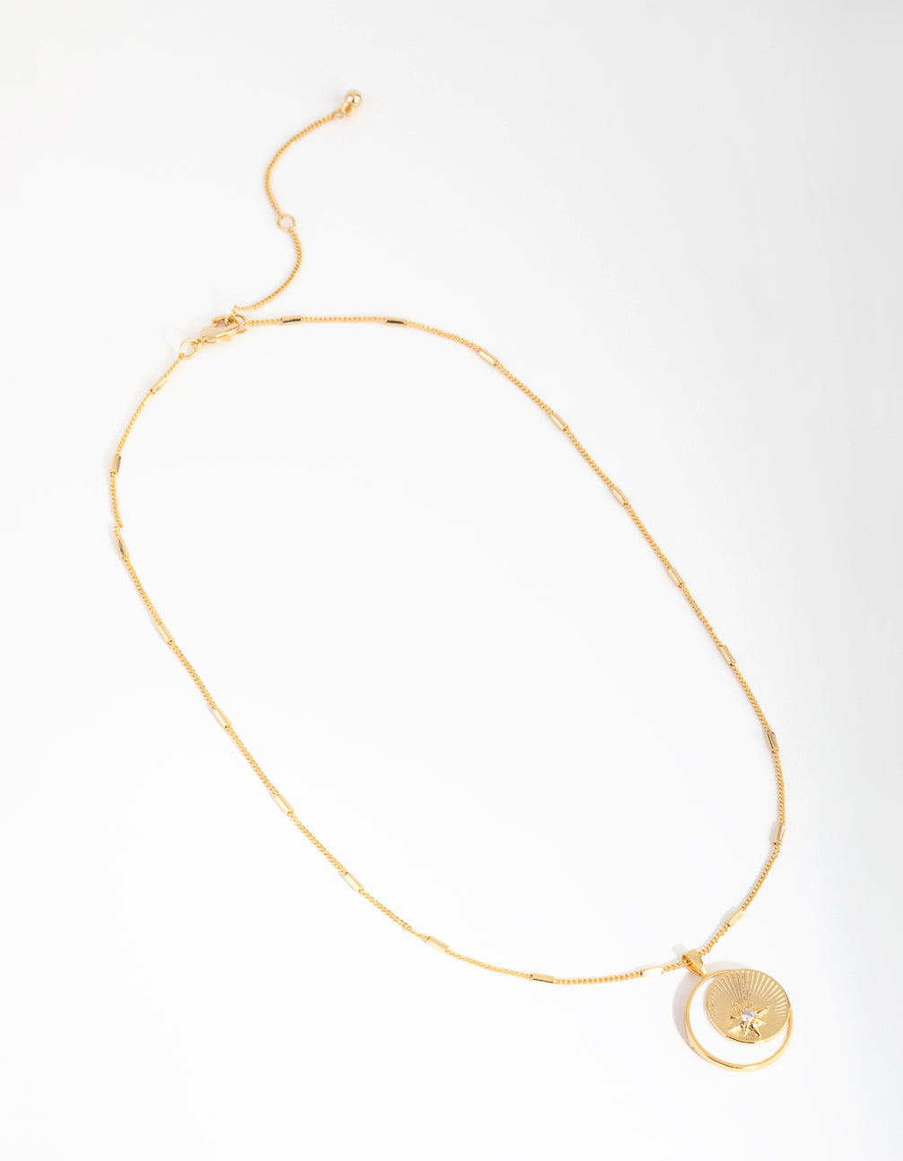 18ct Gold Plated Cubic Zirconia & Shell Moon Necklace
