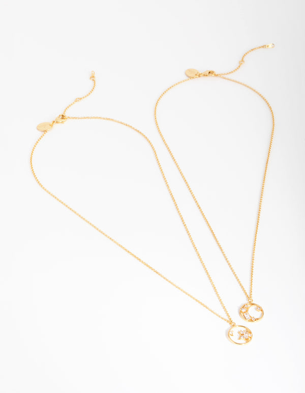 18ct Gold Plated Cubic Zirconia Mixed Cut Out Necklace Set