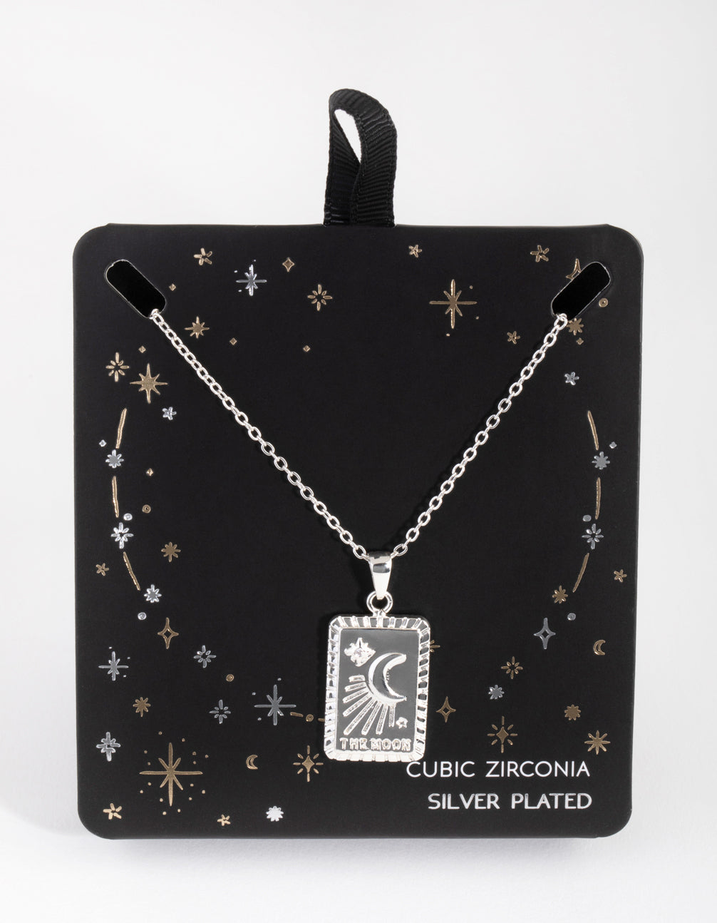 Silver Plated Moon Card Necklace
