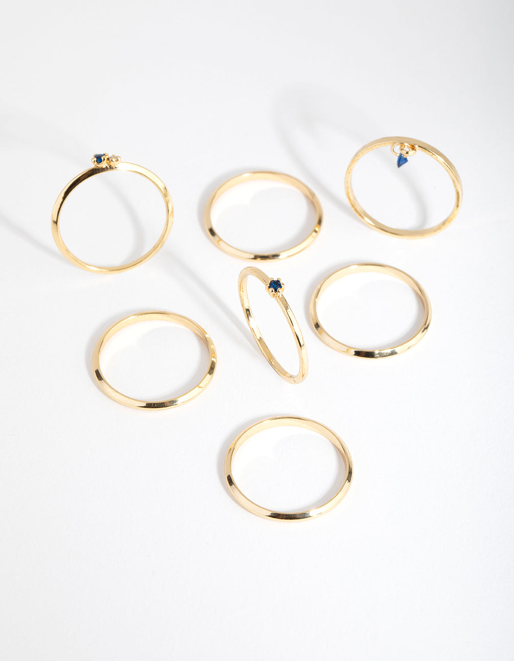 18ct Gold Plated September Sapphire Cubic Zirconia Ring 7-Pack