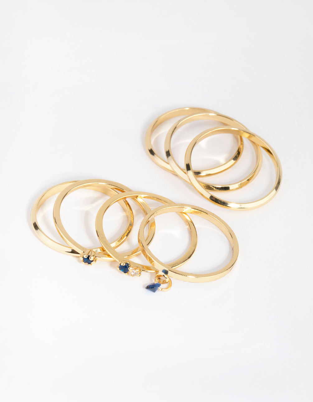 18ct Gold Plated September Sapphire Cubic Zirconia Ring 7-Pack