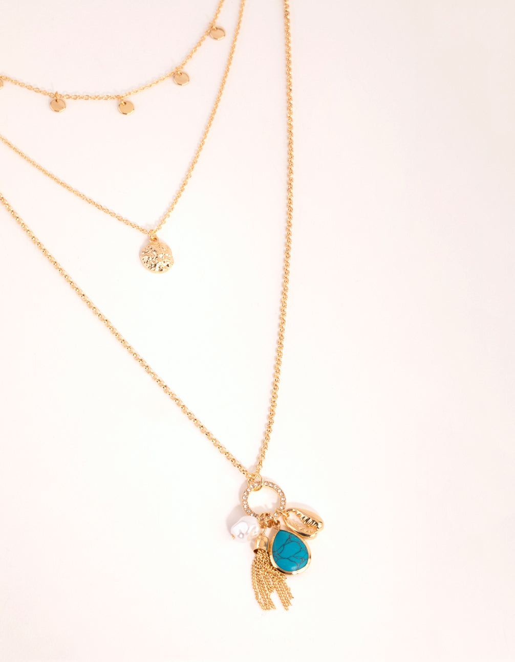 Gold Disc & Charm Layered Necklace