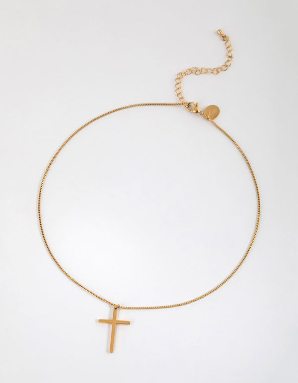 Gold Plated Surgical Steel Cross Necklace
