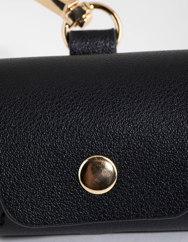 Wide Black PU Leather Earpod Case