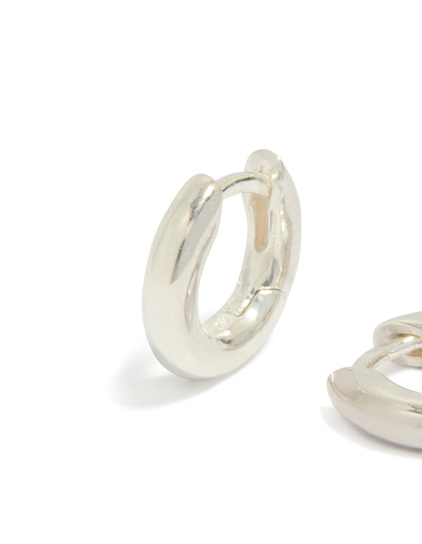 Sterling Silver Mini Chubby Huggie Earrings