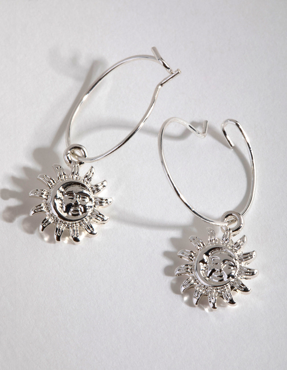 Silver Simple Sun Hoop Earrings