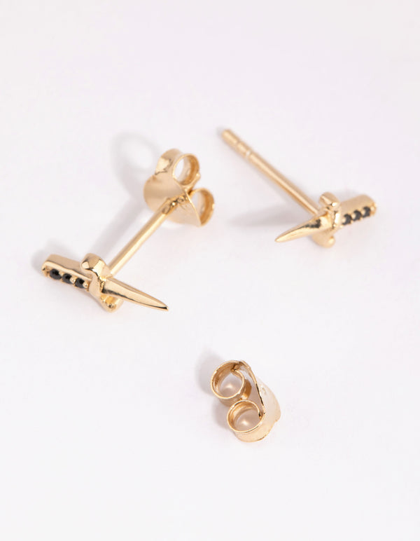 Gold Plated Sterling Silver Dagger Stud Earrings
