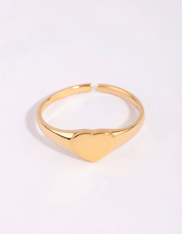 Gold Plated Sterling Silver Heart Signet Ring