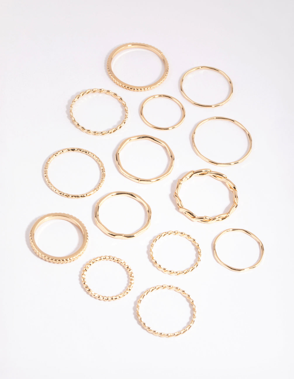 Gold Fine Mixed Band Ring Pack