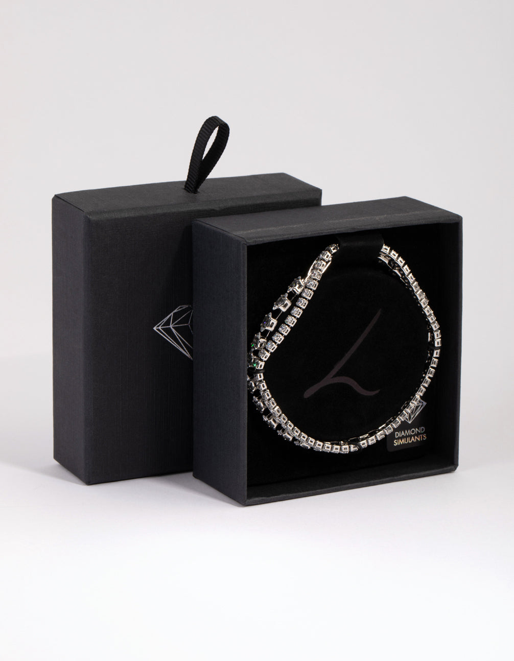 Silver Diamond Simulant Mixed Stone Bracelet Set