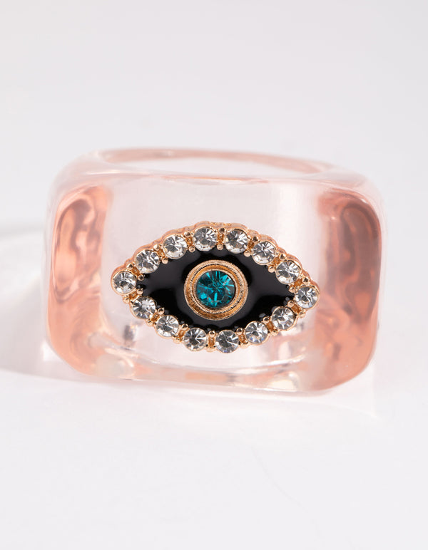 Pink Evil Eye Plastic Ring