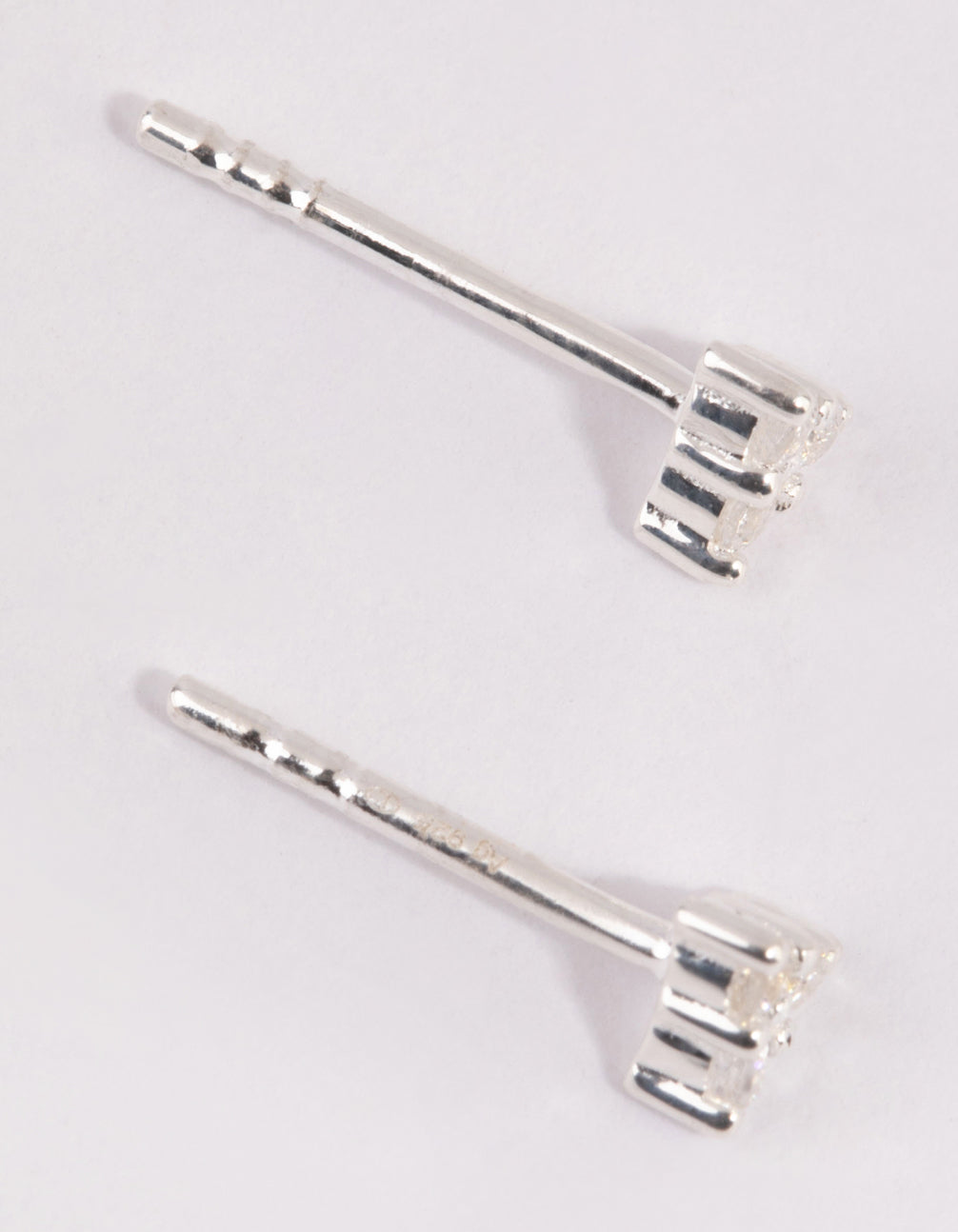 Sterling Silver Cubic Zirconia Triangular Stud Earrings