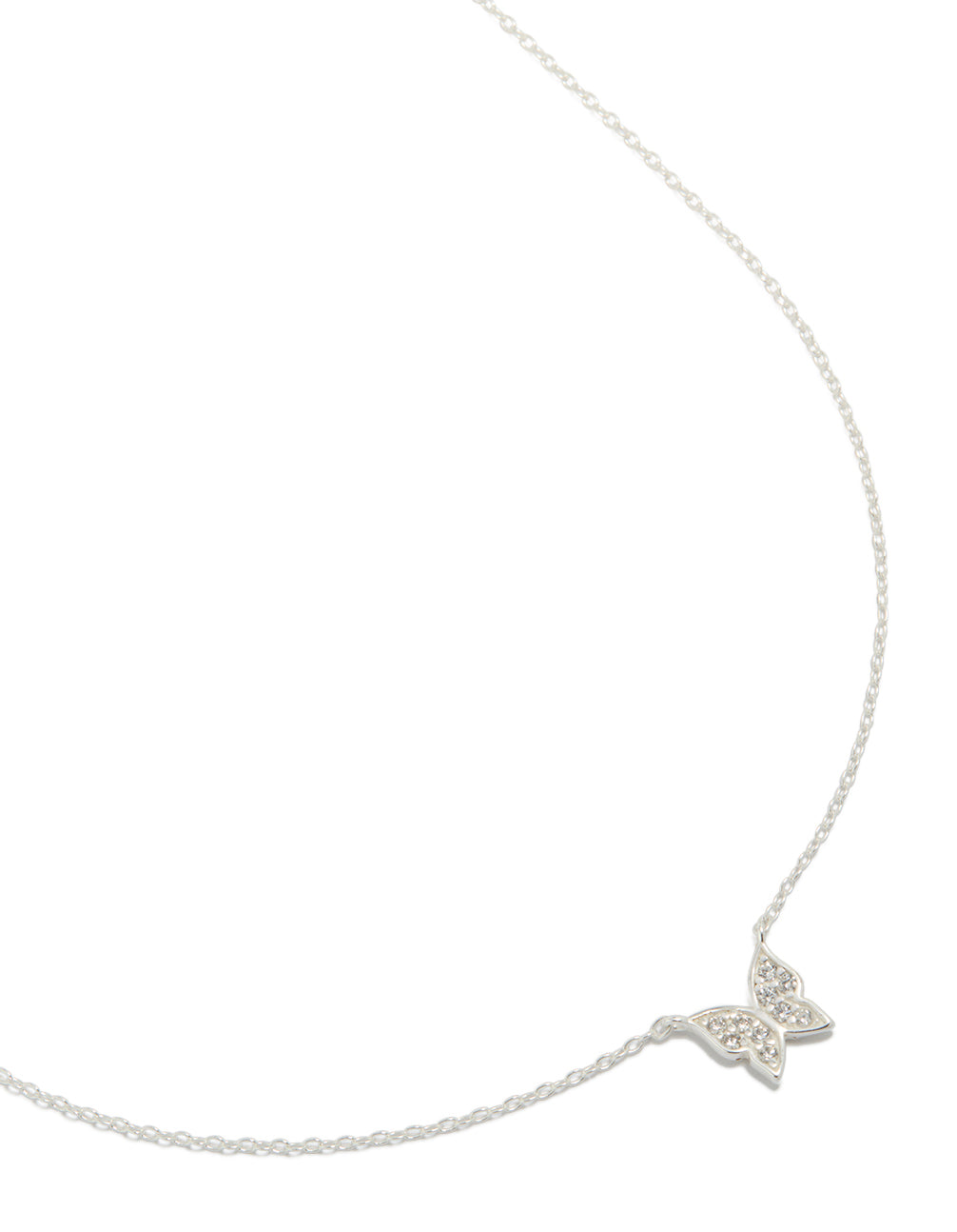 Sterling Silver Pave Butterfly Necklace