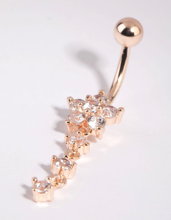 Rose Gold Surgical Steel Flower Belly Bar